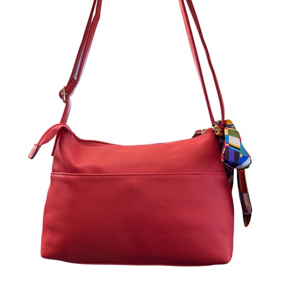 Rosetti Pink Red Shoulder Crossbody Bag Adjustable Strap w/ Free Bag Scarf - Picture 7 of 10